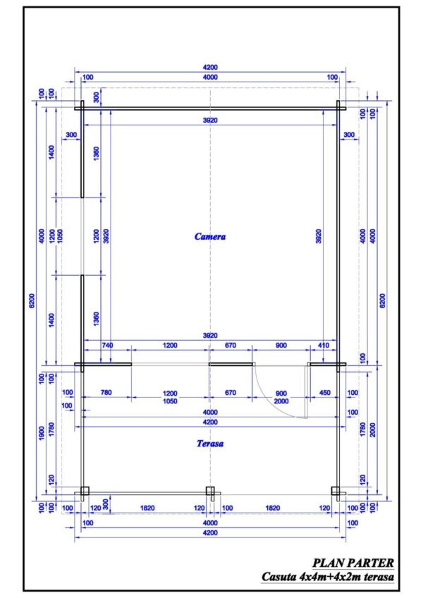 Mod.   - casetta 4x4m + Terrazza 4x2m