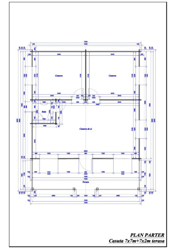 Mod.   - casetta 7x7m + Terrazza 7x2m